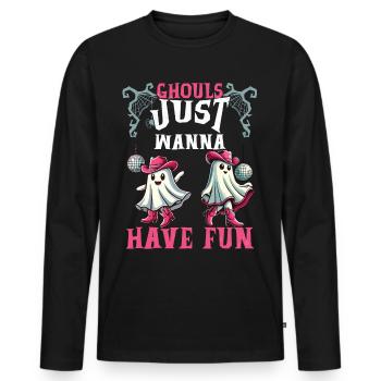 Les goules veulent juste s’amuser Ghost Party - T-shirt manches longues Premium bio Homme - noir - Devant - Nico (187cm)