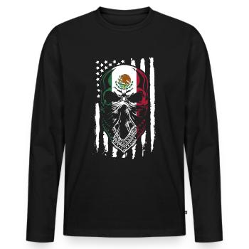 Mexique Mexique Cadeau mexicain Flag Football - T-shirt manches longues Premium bio Homme - noir - Devant - Nico (187cm)