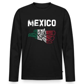 Mexico Mexico Mexican Gift Flag Football - Men's Premium Organic Long Sleeve Shirt - black - Front - Nico (187cm)