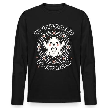 Ma copine est mon boo ghost love - T-shirt manches longues Premium bio Homme - noir - Devant - Nico (187cm)