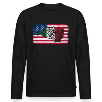 Mexico Mexico Mexican Gift Flag Football - Men's Premium Organic Long Sleeve Shirt - black - Front - Nico (187cm)