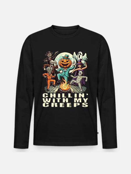 Halloween Fun With Spooky Friends - Men's Premium Organic Long Sleeve Shirt - black