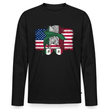Mexique Mexique Cadeau mexicain Flag Football - T-shirt manches longues Premium bio Homme - noir - Devant - Nico (187cm)