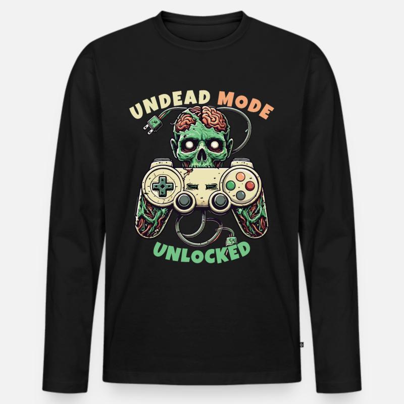 Zombie Gaming Controller: Untoter Modus - Männer Premium Bio Langarmshirt - Schwarz