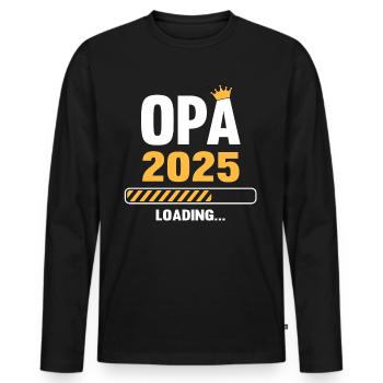 Opa 2025 Loading - Männer Premium Bio Langarmshirt - Schwarz - Vorne - Nico (187cm)