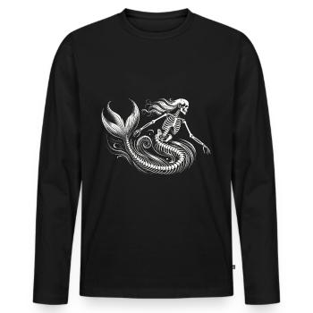 Skelett Meerjungfrau Mystisch Kunst - Männer Premium Bio Langarmshirt - Schwarz - Vorne - Nico (187cm)