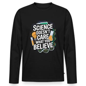Atheists: Sayings of Science Research - Men's Premium Organic Long Sleeve Shirt - black - Front - Nico (187cm)