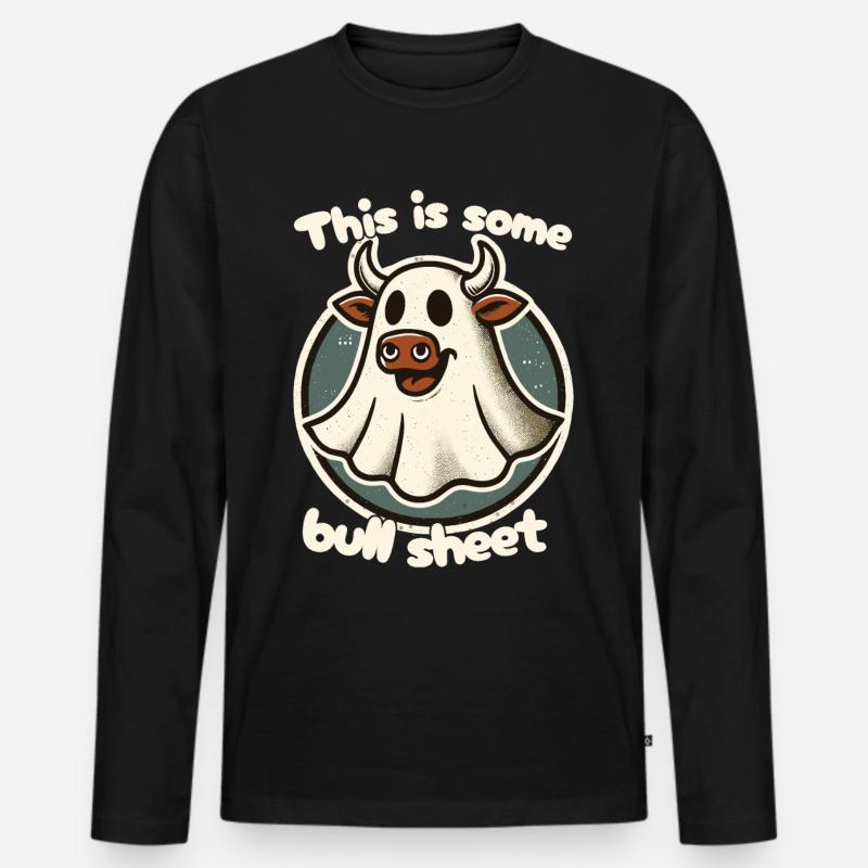Halloween Kuhgeist Humor Design - Männer Premium Bio Langarmshirt - Schwarz
