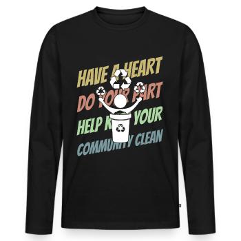 Littering, pollution, environmental awareness - Men's Premium Organic Long Sleeve Shirt - black - Front - Nico (187cm)