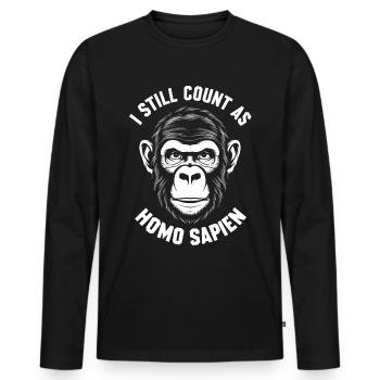 I still count as homo sapien monkey - Men's Premium Organic Long Sleeve Shirt - black - Front - Nico (187cm)