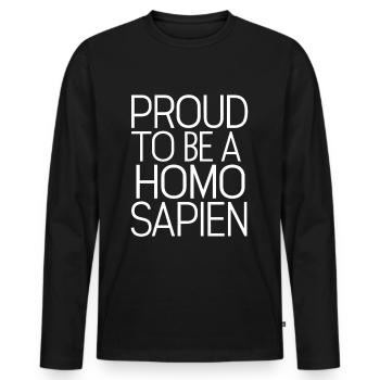 Proud to be a homo sapien - Men's Premium Organic Long Sleeve Shirt - black - Front - Nico (187cm)