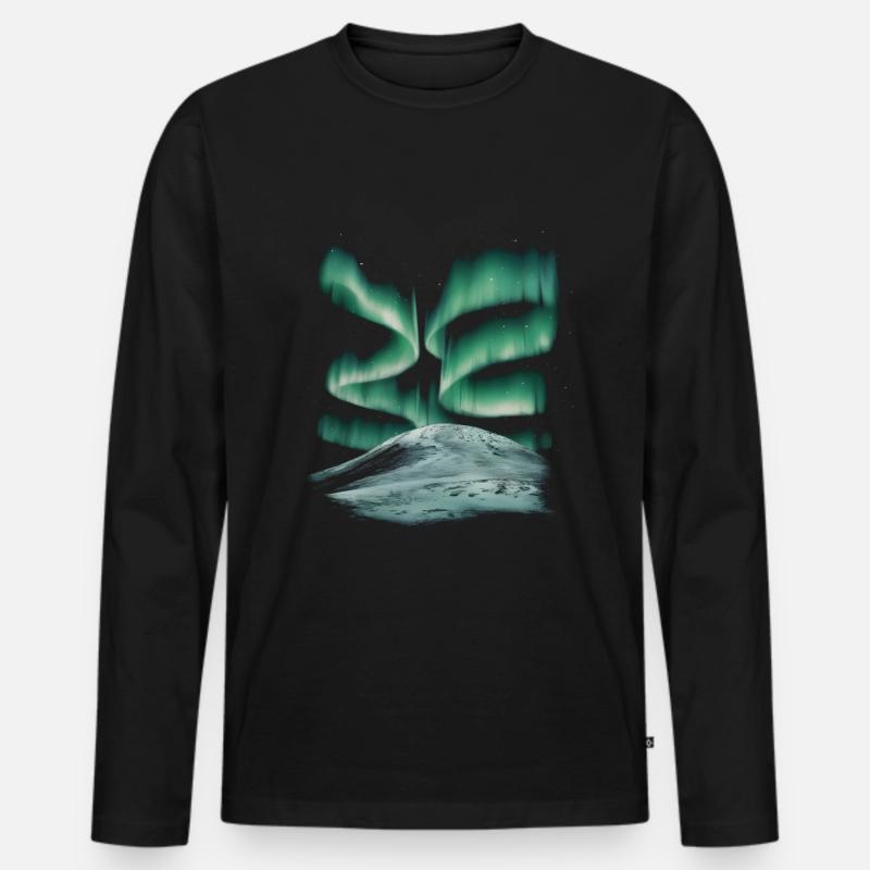 Polarlichter Nordlights - Männer Premium Bio Langarmshirt - Schwarz