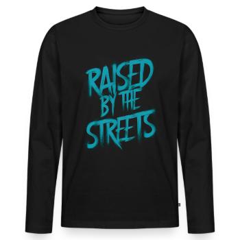 Von der Straße erhoben - Männer Premium Bio Langarmshirt - Schwarz - Vorne - Nico (187cm)