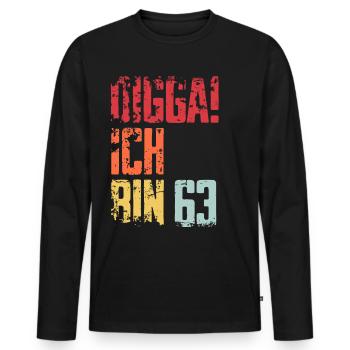 63. Geburtstag 63 Jahre Geschenk Spruch - Männer Premium Bio Langarmshirt - Schwarz - Vorne - Nico (187cm)