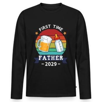 First Time Father 2029 - Männer Premium Bio Langarmshirt - Schwarz - Vorne - Nico (187cm)