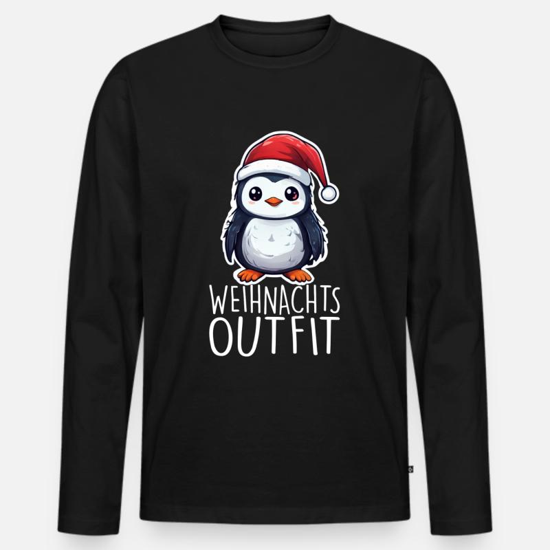Pinguin - Männer Premium Bio Langarmshirt - Schwarz