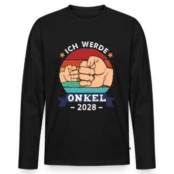 Je vais être un oncle en 2028 - T-shirt manches longues Premium bio Homme - noir - Devant - Nico (187cm)