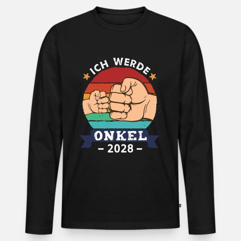 Ich werde Onkel 2028 - Männer Premium Bio Langarmshirt - Schwarz