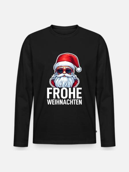 Weihnachtsmann - Männer Premium Bio Langarmshirt - Schwarz