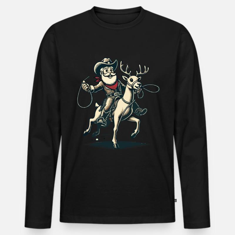 Weihnachtsmann Cowboy Reiter Abenteuer - Männer Premium Bio Langarmshirt - Schwarz