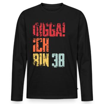 38. Geburtstag 38 Jahre Geschenk Spruch - Männer Premium Bio Langarmshirt - Schwarz - Vorne - Nico (187cm)