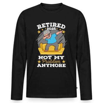 Retired 2025 Retirement Legend Retired - Men's Premium Organic Long Sleeve Shirt - black - Front - Nico (187cm)