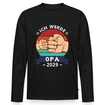 Ich werde Opa 2029 Schwangerschaft Werdender Opa - Männer Premium Bio Langarmshirt - Schwarz - Vorne - Nico (187cm)