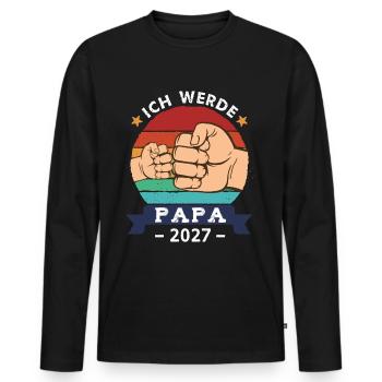 Ich werde Papa 2027 Schwangerschaft Werdender Papa - Männer Premium Bio Langarmshirt - Schwarz - Vorne - Nico (187cm)