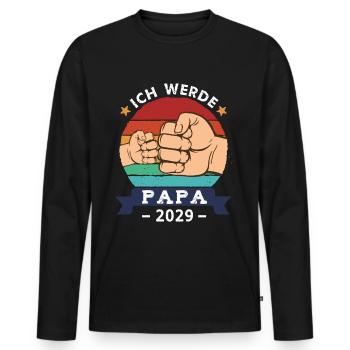 Ich werde Papa 2029 Schwangerschaft Werdender Papa - Männer Premium Bio Langarmshirt - Schwarz - Vorne - Nico (187cm)