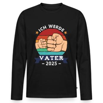 Ich werde Vater 2025 - Männer Premium Bio Langarmshirt - Schwarz - Vorne - Nico (187cm)