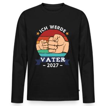 I'm going to be a father in 2027 Pregnancy-to-be - Men's Premium Organic Long Sleeve Shirt - black - Front - Nico (187cm)