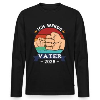 Je vais être papa 2028 Future grossesse - T-shirt manches longues Premium bio Homme - noir - Devant - Nico (187cm)