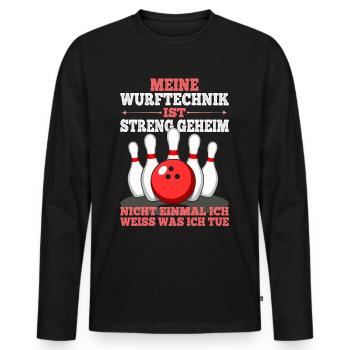 Bowling Spruch lustig für Bowlingliebhaber, Bowler - Männer Premium Bio Langarmshirt - Schwarz - Vorne - Nico (187cm)