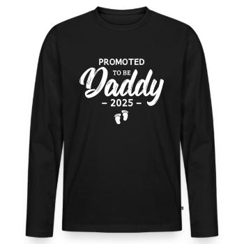 Promu pour être papa 2025 - T-shirt manches longues Premium bio Homme - noir - Devant - Nico (187cm)