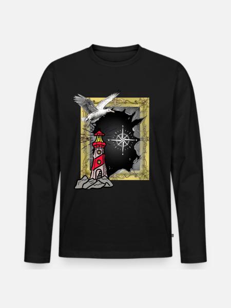Phare maritime Seagull Seagulls - T-shirt manches longues Premium bio Homme - noir