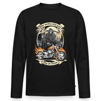 Werden Nicht Grau Das Ist Chrom Motorradfahrer - Männer Premium Bio Langarmshirt - Schwarz - Vorne - Nico (187cm)