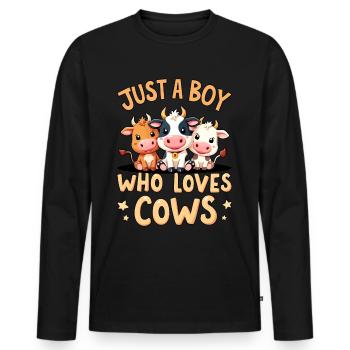 Cow Farmer Farm Farmer Farmer - Men's Premium Organic Long Sleeve Shirt - black - Front - Nico (187cm)