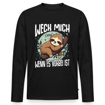 Weck Mich Wenn Alles Vorbei Ist / Langschläfer - Männer Premium Bio Langarmshirt - Schwarz - Vorne - Nico (187cm)