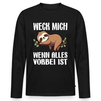 Weck Mich Wenn Alles Vorbei Ist / Langschläfer - Männer Premium Bio Langarmshirt - Schwarz - Vorne - Nico (187cm)