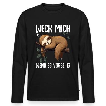 Weck Mich Wenn Alles Vorbei Ist / Langschläfer - Männer Premium Bio Langarmshirt - Schwarz - Vorne - Nico (187cm)
