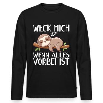 Weck Mich Wenn Alles Vorbei Ist / Langschläfer - Männer Premium Bio Langarmshirt - Schwarz - Vorne - Nico (187cm)