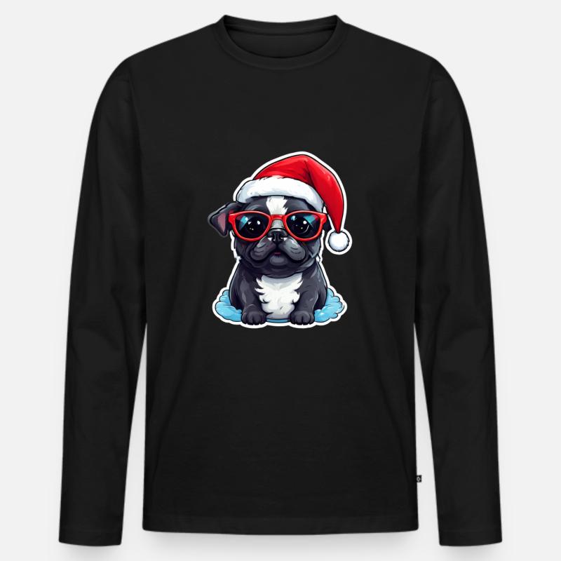 Mops - Männer Premium Bio Langarmshirt - Schwarz