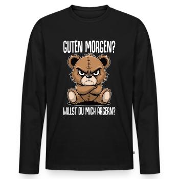 Bonjour? Voulez-vous m’ennuyer ? Grognement matinal - T-shirt manches longues Premium bio Homme - noir - Devant - Nico (187cm)