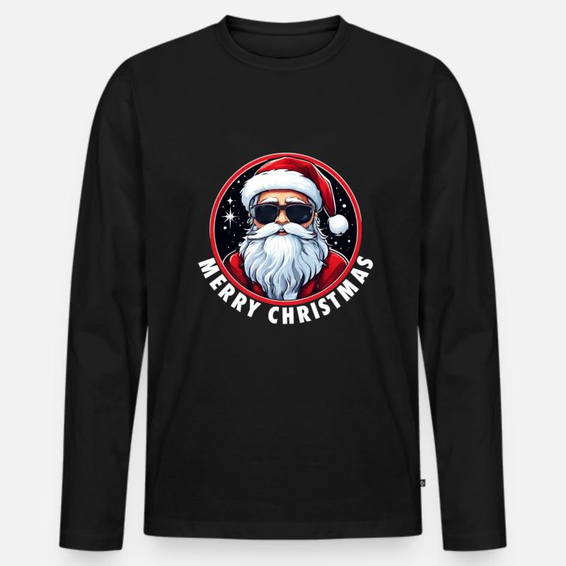 Weihnachtsmann - Männer Premium Bio Langarmshirt - Schwarz