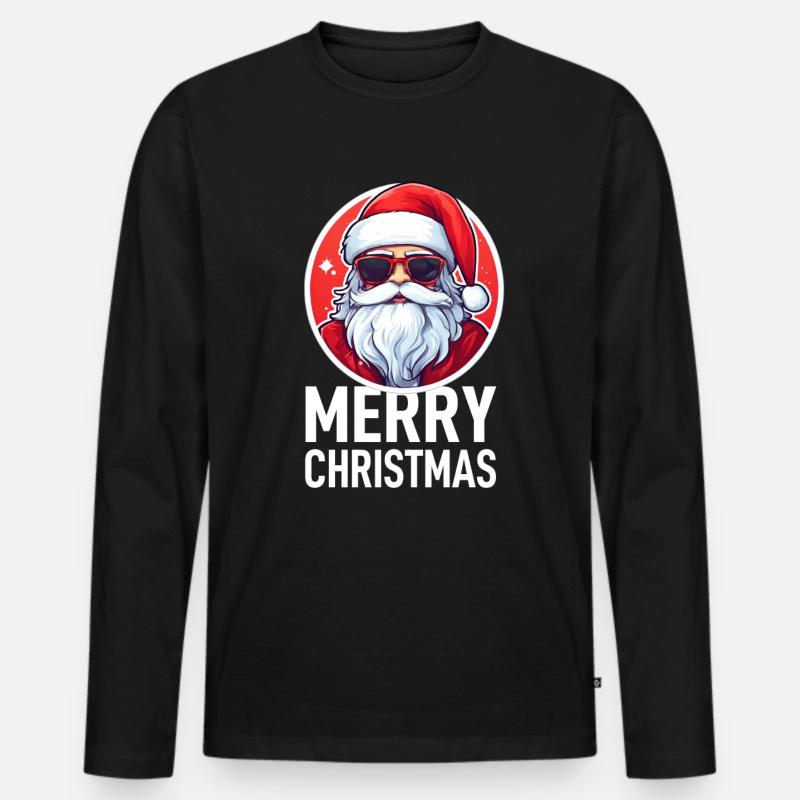 Weihnachtsmann - Männer Premium Bio Langarmshirt - Schwarz
