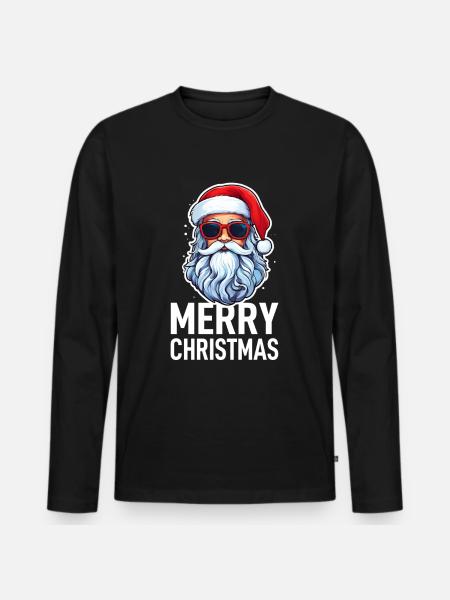 Weihnachtsmann - Männer Premium Bio Langarmshirt - Schwarz