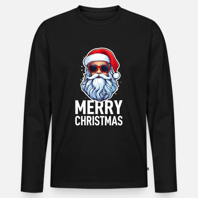 Weihnachtsmann - Männer Premium Bio Langarmshirt - Schwarz