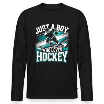 Eishockey, Eishockeyspieler, Junge - Männer Premium Bio Langarmshirt - Schwarz - Vorne - Nico (187cm)