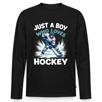 Eishockey, Eishockeyspieler, Junge - Männer Premium Bio Langarmshirt - Schwarz - Vorne - Nico (187cm)