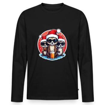 Cadeau de Noël suricate, Tenue de Noël - T-shirt manches longues Premium bio Homme - noir - Devant - Nico (187cm)